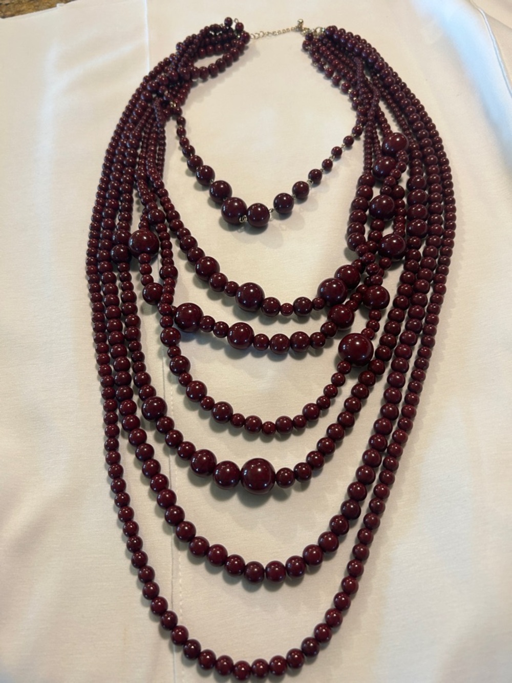 Multi-Strand Burgundy Beaded Necklace - Women Jewelry